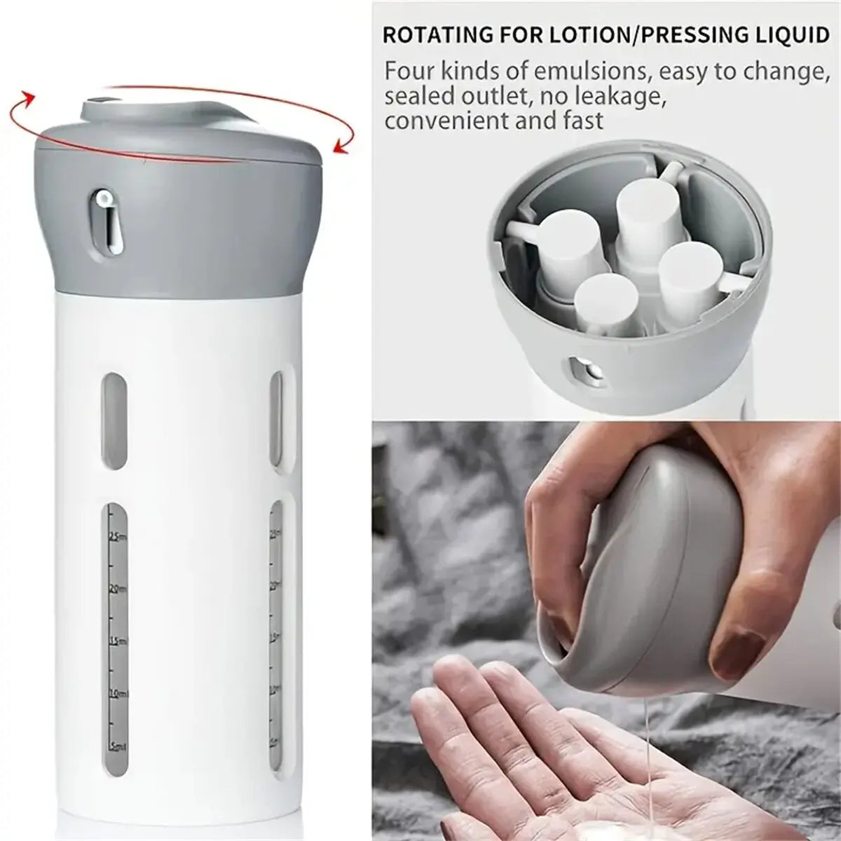 4 In 1 Portable Travel Liquid Dispenser Bottle
