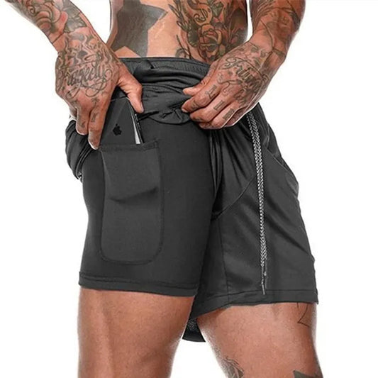 EliteFlex 2-in-1 Sports Shorts featuring a breathable outer layer and built-in compression liner for added support, flexibility, and comfort during workouts