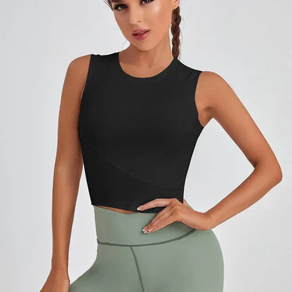 Elite Summer Fit Sports Top with breathable, moisture-wicking fabric and a flattering athletic cut, designed for cool comfort during warm-weather workouts.