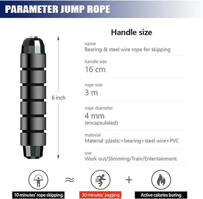 Elite ProJump 2,8/ 3m Steel Wire Jump Rope for CrossFit, Boxing, Fitness & Weight Loss Training