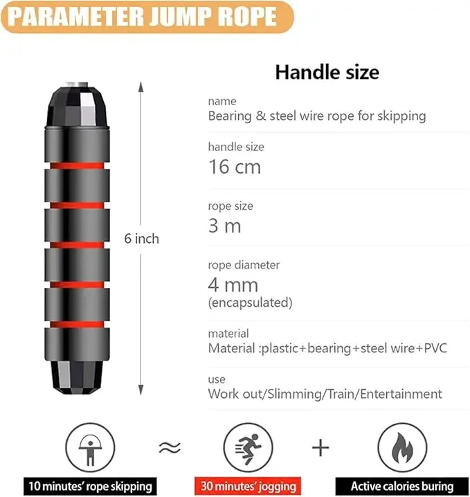 Elite ProJump 2,8/ 3m Steel Wire Jump Rope for CrossFit, Boxing, Fitness & Weight Loss Training