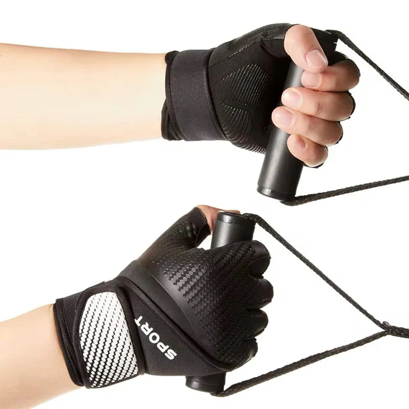 Elite Grip Workout Gloves with padded palms, adjustable wrist straps, and breathable material for enhanced grip and comfort during workouts.