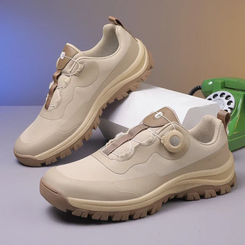 Elite Rotary Hiking Shoes with rugged soles, reinforced support, and breathable materials, designed for stability and comfort on rough outdoor trails
