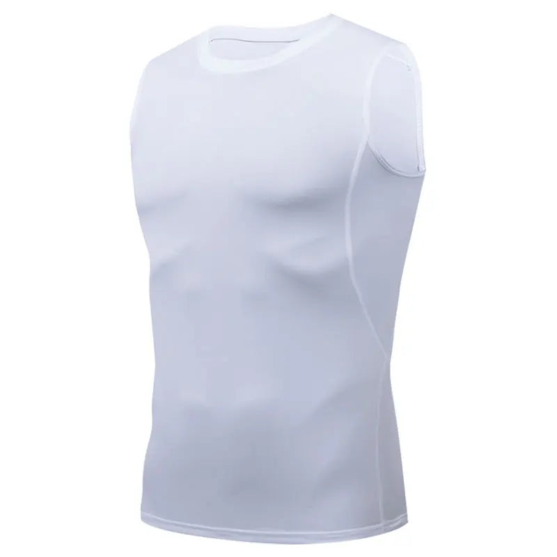 Elite Men Compression Tank with a snug, muscle-supporting fit, moisture-wicking fabric, and sleeveless design ideal for intense training and gym workouts.