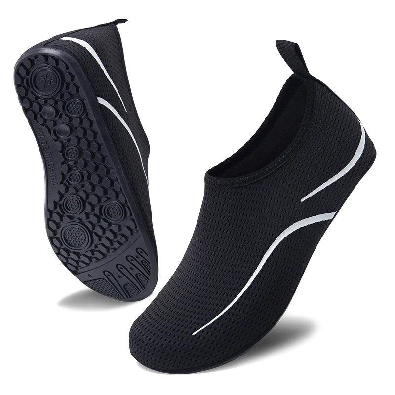Elite Quick-Dry Aqua Shoes with breathable mesh, flexible soles, and fast-draining design—perfect for water sports, beach walks, and wet terrain.