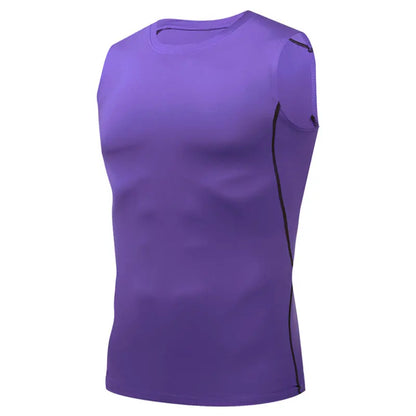 Elite Men Compression Tank with a snug, muscle-supporting fit, moisture-wicking fabric, and sleeveless design ideal for intense training and gym workouts.