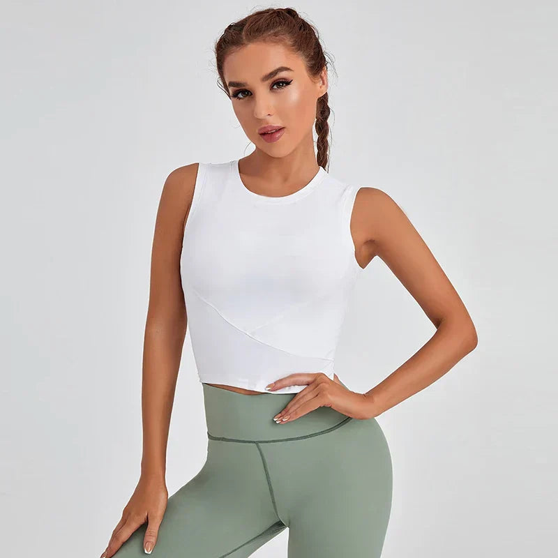 Elite Summer Fit Sports Top with breathable, moisture-wicking fabric and a flattering athletic cut—designed for cool comfort during warm-weather workouts.