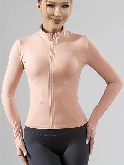 EliteAir Women Fitness Coat with lightweight, breathable fabric, full-zip front, and a fitted design—ideal for layering during workouts or cool-weather training.
