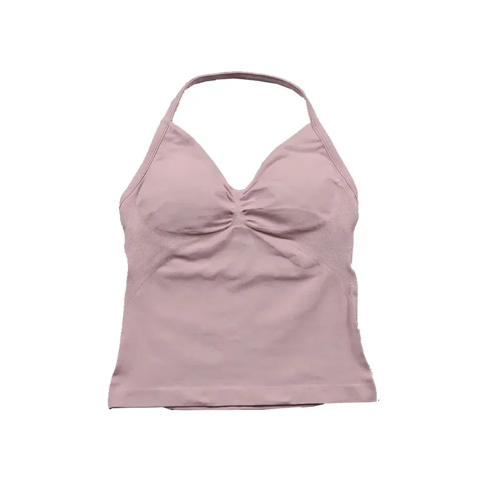 Elite Strappy Yoga Bra Top with crisscross back design, supportive fit, and breathable fabric—perfect for yoga, pilates, or low-impact workouts