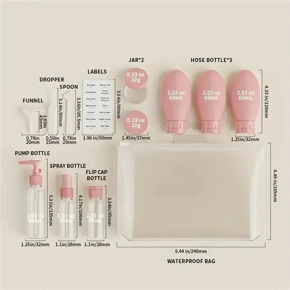 11pcs Travel Bottles Set With Storage Bag