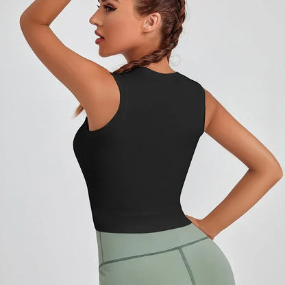 Elite Summer Fit Sports Top with breathable, moisture-wicking fabric and a flattering athletic cut, designed for cool comfort during warm-weather workouts.