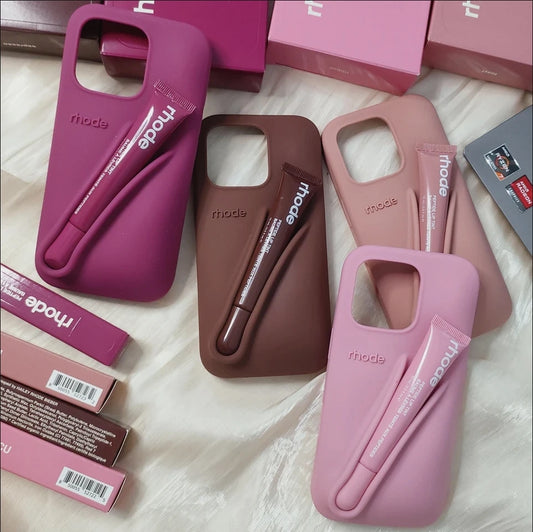 Rhode DIY Lipstick Lip Holder Soft Silicone Case for IPhone 16 15 14 13 , Plus, Pro and Pro Max