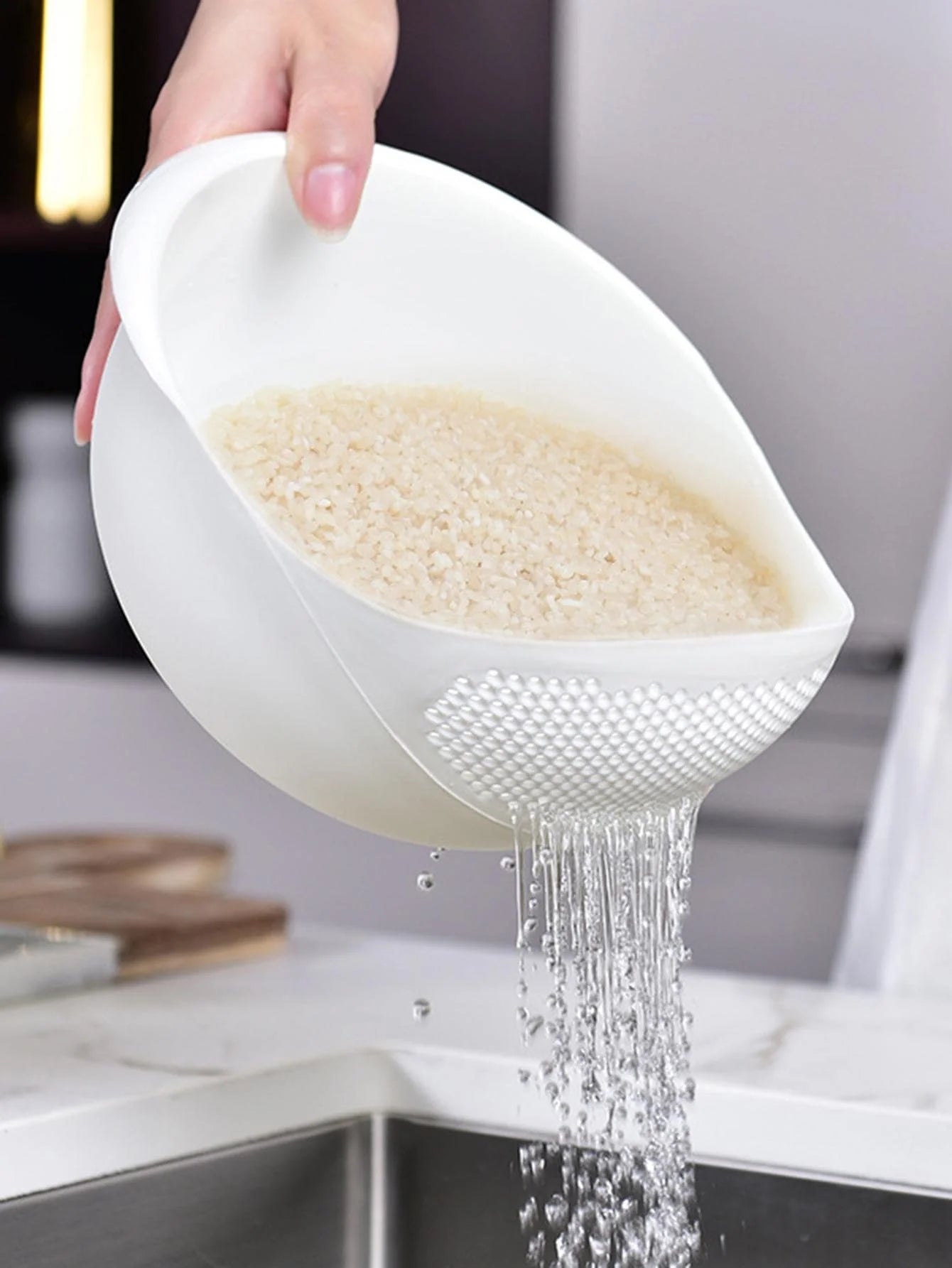 Multifunctional Rice & Fruit Washing Colander Bowl