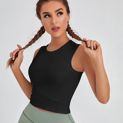 Elite Summer Fit Sports Top with breathable, moisture-wicking fabric and a flattering athletic cut—designed for cool comfort during warm-weather workouts.