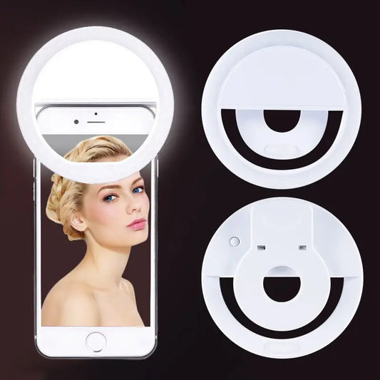 LED Selfie Ring Light with USB Phone Charger, ideal for  iPhone, Samsung, Xiaomi & more