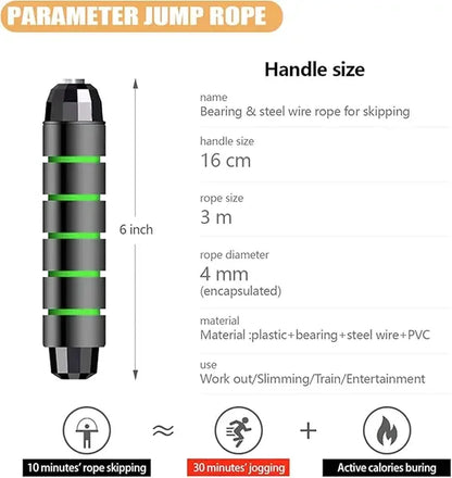 Elite ProJump 2,8/ 3m Steel Wire Jump Rope for CrossFit, Boxing, Fitness & Weight Loss Training