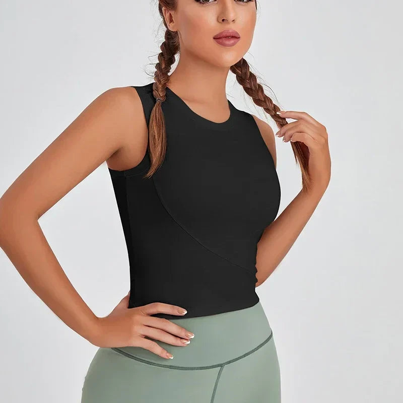 Elite Summer Fit Sports Top with breathable, moisture-wicking fabric and a flattering athletic cut—designed for cool comfort during warm-weather workouts.