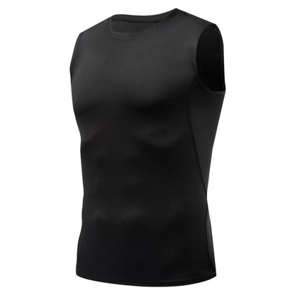 Elite Men Compression Tank with a snug, muscle-supporting fit, moisture-wicking fabric, and sleeveless design ideal for intense training and gym workouts.
