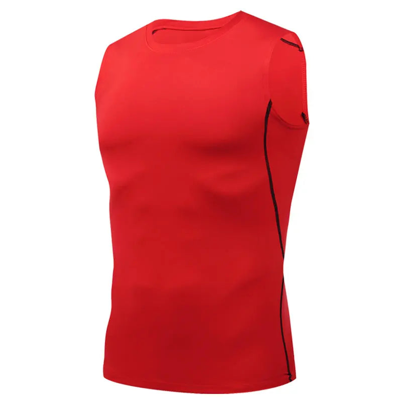 Elite Men Compression Tank with a snug, muscle-supporting fit, moisture-wicking fabric, and sleeveless design ideal for intense training and gym workouts.