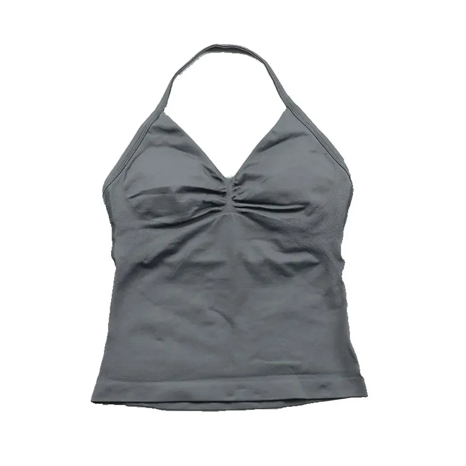 Elite Strappy Yoga Bra Top with crisscross back design, supportive fit, and breathable fabric—perfect for yoga, pilates, or low-impact workouts
