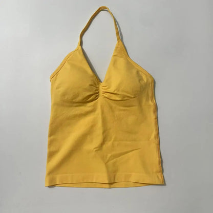 Elite Strappy Yoga Bra Top with crisscross back design, supportive fit, and breathable fabric—perfect for yoga, pilates, or low-impact workouts