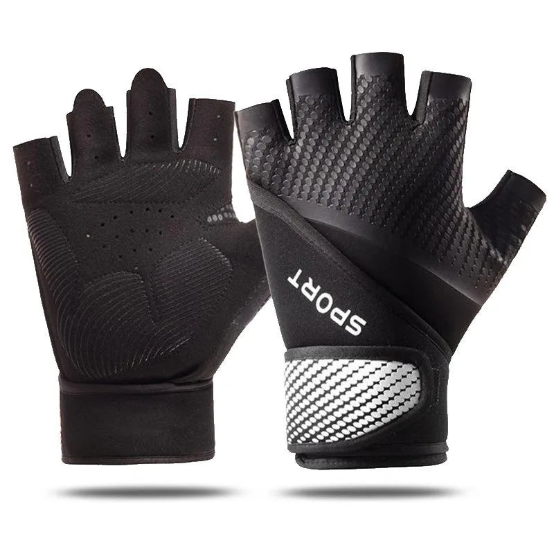 Elite Grip Workout Gloves with padded palms, adjustable wrist straps, and breathable material for enhanced grip and comfort during workouts.